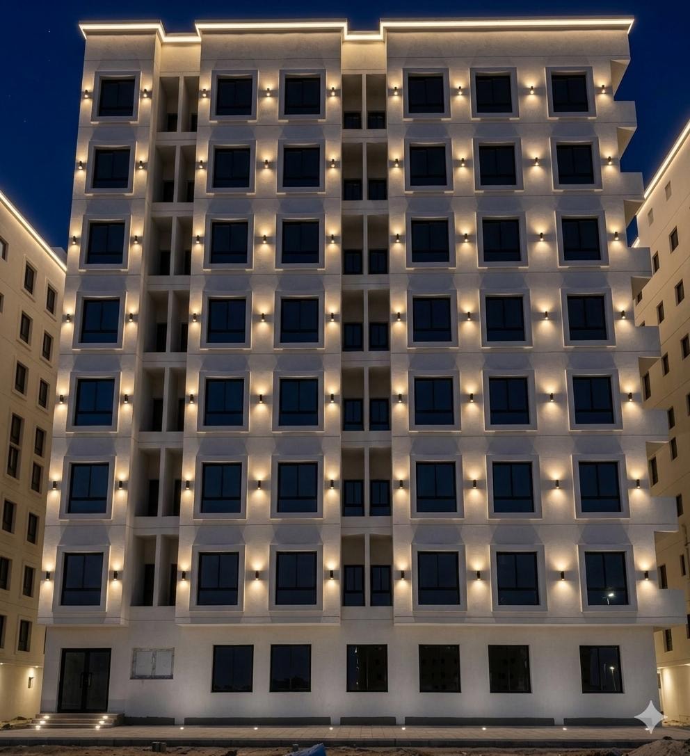 Dubai Towers — night render, Ras El Hekma